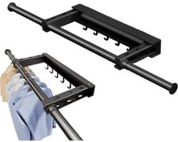 Droogrek Kleding - Waslijn Intrekbaar - Ruimte Besparen - Boren Vrij Monteren - 58-105cm - Zwart