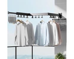 Uittrekbaar droogrek wandmontage kledingrek - ruimtebesparend opvouwbaar - balkon wasgoed badkamer terras - 3 vouwen