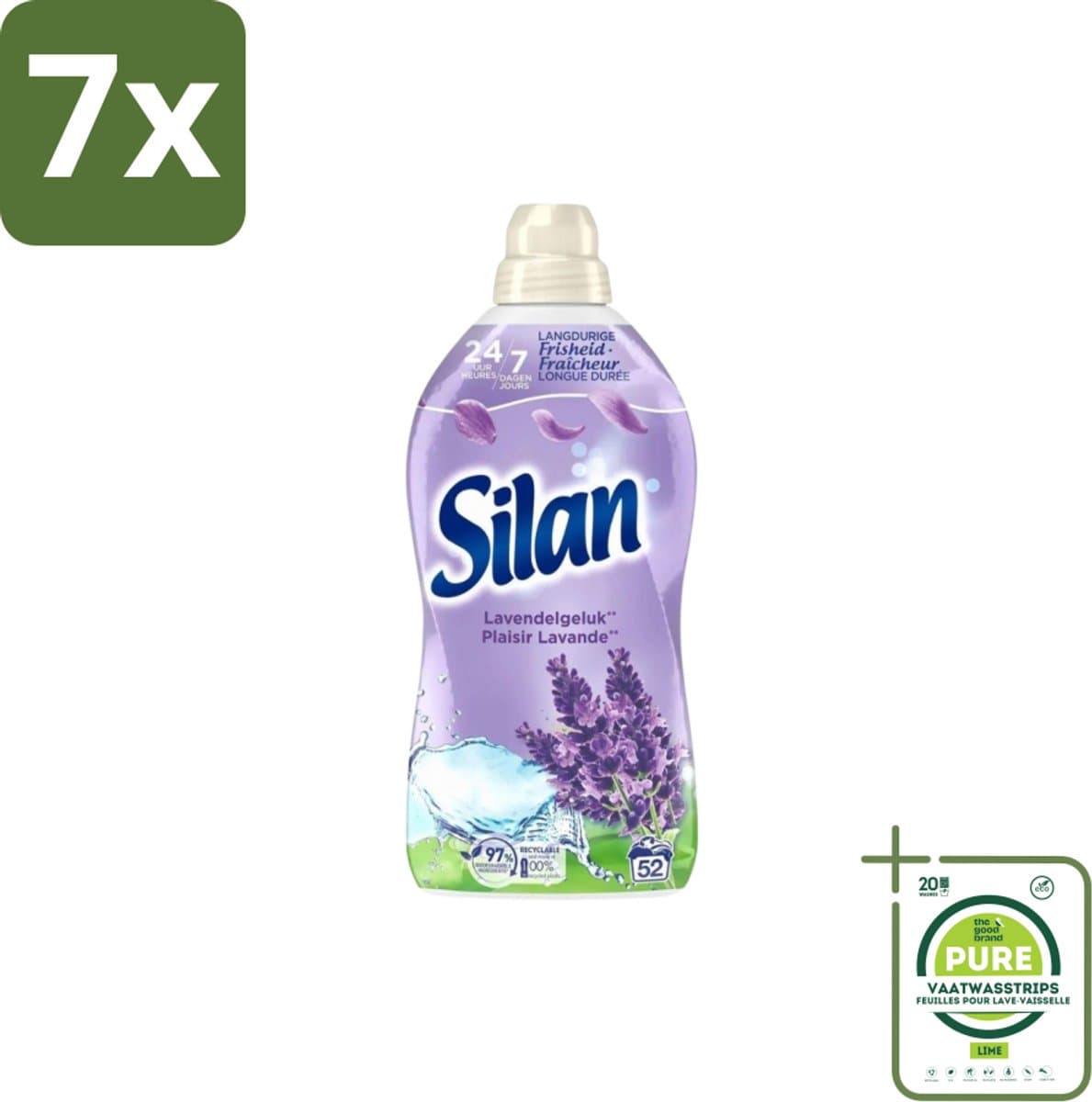 7 x Silan – Wasverzachter – Lavendelgeluk – 1144 ml - Grootverpakking - Wasverzachter - Wasverzachter Lavendel - Wasverzachter Voor Kleding - Wasverzachter Voor Textiel - Wasverzachter Voor Wasmachine — afbeelding 1