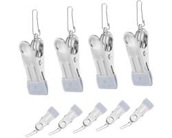 Wasknijpers Set - Kledingklemmen Clips - Kleding Drogen - Roestvrij Staal - 8.5 cm Lengte - Zilverkleurig