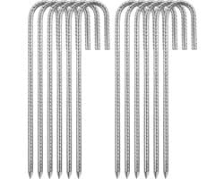 Tentharingen verzinkt 12-delig grondanker tentaccessoires - campingtent camping schommel - trampolineliften - 8 mm x 30 cm — afbeelding 1