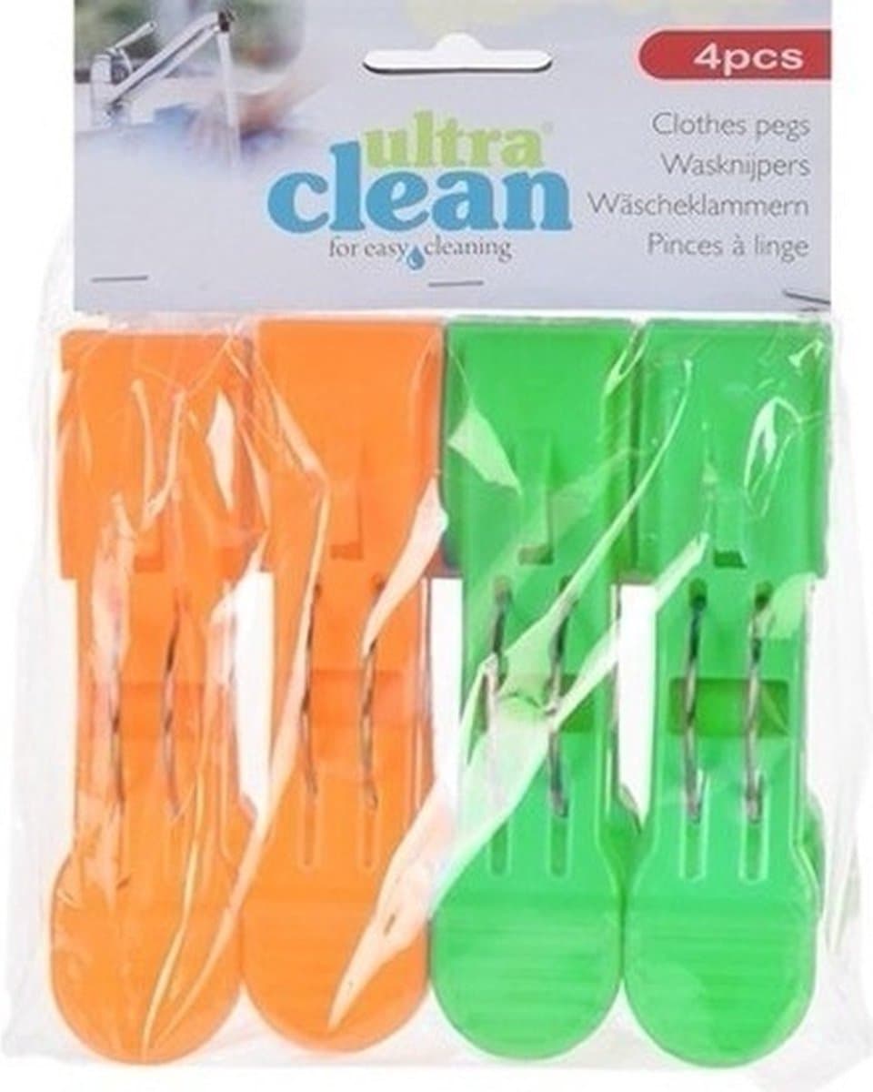 8x Oranje en groene handdoek knijpers 13cm — afbeelding 1