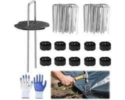 Set van 50 Grondankers met Extra Sterke Pegs, Gegalvaniseerde Grondankers en Bodemdoek voor Tuin en Landschap