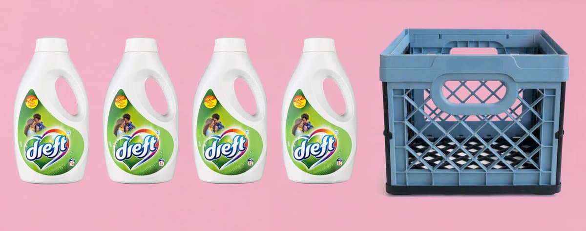 Dreft Vloeibaar Wasmiddel Voordeelpakket met Tontarelli Vouwkrat blauw/zwart– 4 x 15 Wasbeurten — afbeelding 1