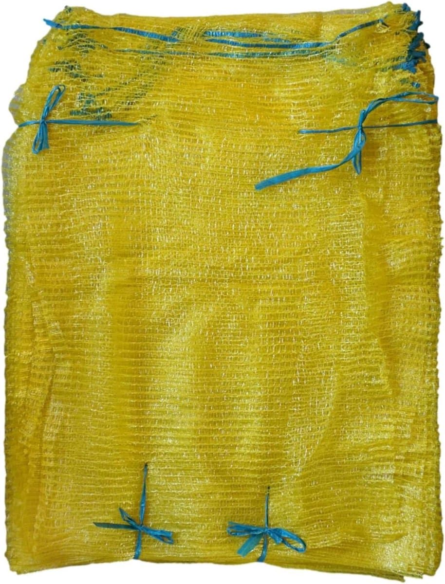 Netzakken - Raschel Zakken - Voedsel Opslag - Met Trekkoord - 42 x 60 cm - Geel — afbeelding 1