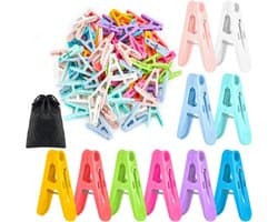 Gekleurde wasknijpers - Plastic clips - Kleding ophangen - Winddicht ontwerp - 110 stuks - Meerkleurig