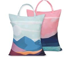 Reiswaszakken Set van 2, Ideaal voor Sport, Vakantie en Camping, Met Rits voor Vuile Was en Zwemkleding (Roze + Zwart)