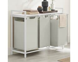 Wasmanden Met Plank Polly | Drie Compartimenten | 92,5 X 33 X 72 Cm | Wit - Vasagle - Wasmanden - Wit - Stof; Metaal