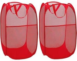 Opvouwbare wasmand set van 2 - Rood, 35 x 35 x 61 cm - Organizer voor vuile was en opberging