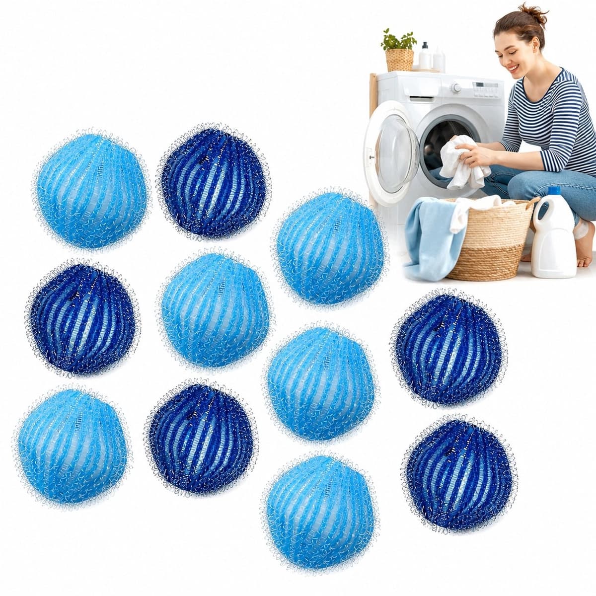 12x Witte Wasballen - Anti-klit & Pluisverwijderaar voor Wasmachine & Droger — afbeelding 1