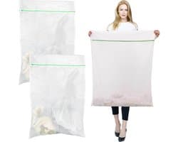 SnelShoppen - 2 Stuks Grote Waszakken 60 x 90 cm, Herbruikbare Wasnetten voor Wasmachine, Fijne Mesh Waszak met Rits voor Kleding, Dekens, Kussens en