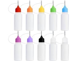Mini Druppelflessen - Transparant - 10 ml - Kunststof Lijmapplicator met Naaldpunt - Voor Knutselen en Quilten