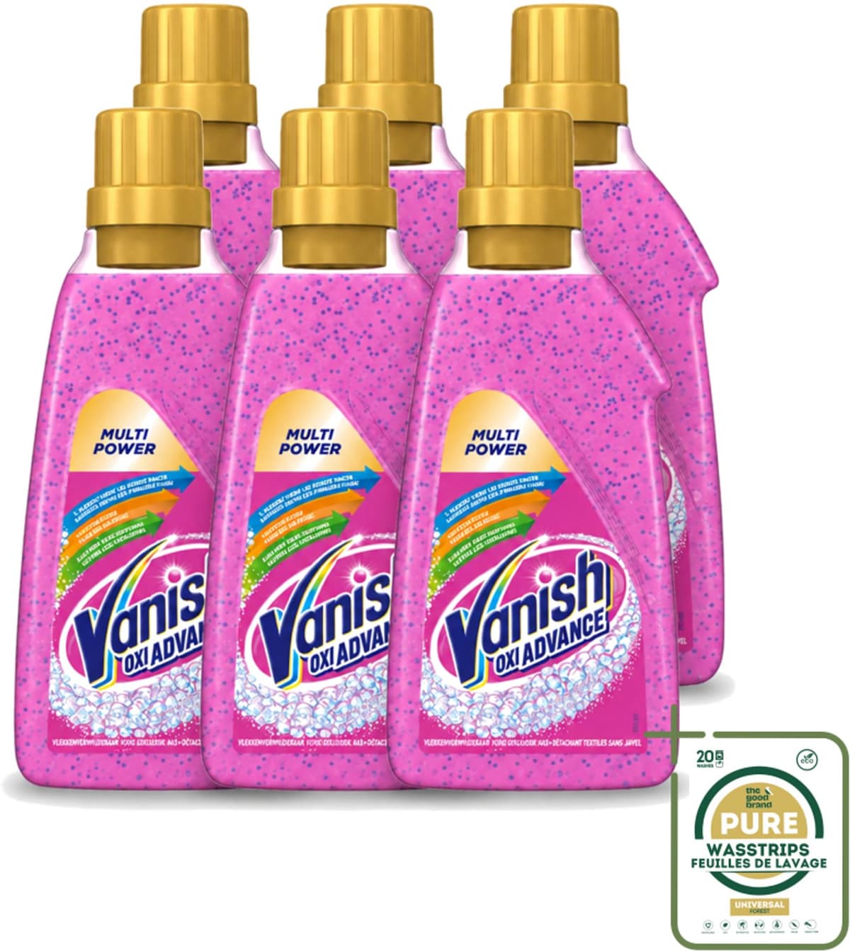 6 x Vanish Oxi Advance - Vlekkenverwijderaar Gel - Zonder Bleek - Gekleurde Was - 750 ml - Wasstrips - Vlekverwijderaar - Wasmiddel - Vlekken - Rode Vruchtensap - Koffie — afbeelding 1