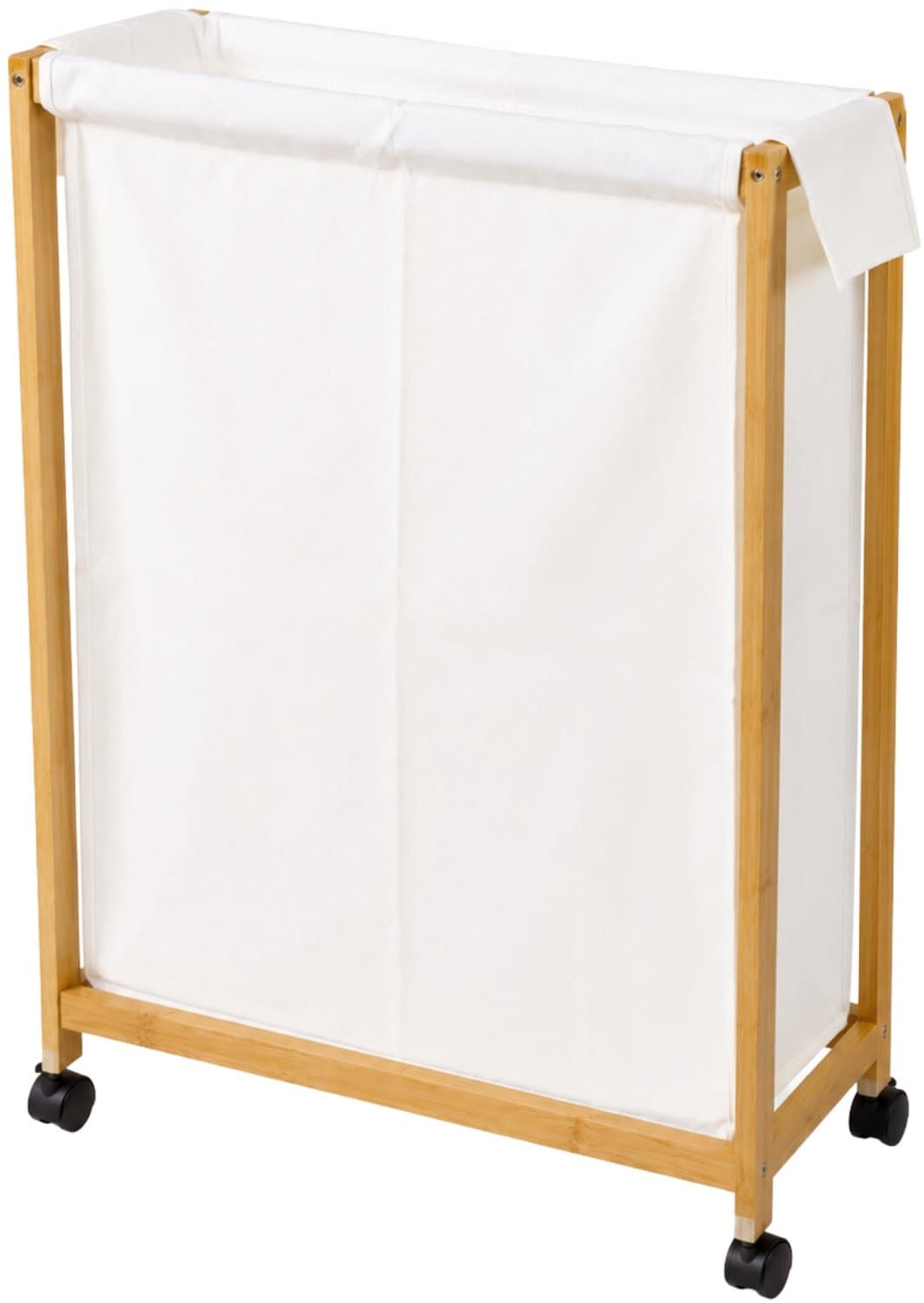 NUXIO - Bamboe wasmand op wielen, 55 x 28 x 80 cm — afbeelding 1