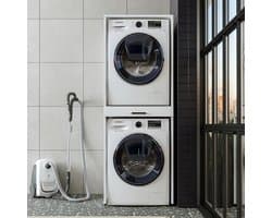 Wasmachinekast met uittrekplank voor droger en wasmachine - ruimtebesparend en stevig