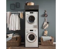 Wasmachinekast Laundreezy | 68 X 68 X 200 Cm | Antraciet - Emob - Wasmachine Ombouw - Zwart - MDF — afbeelding 1