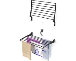 Foxydry Fold 82 cm black wasdroogrek wandmontage clicksysteem - 82 x 50 x 10 cm