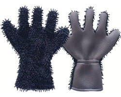 + grijs 1 paar 5-vingerige microvezel washandjes, reinigingshandschoen 5 vingers wassen drogen handdoeken voor auto wassen, motorfiets, stofverwijdering