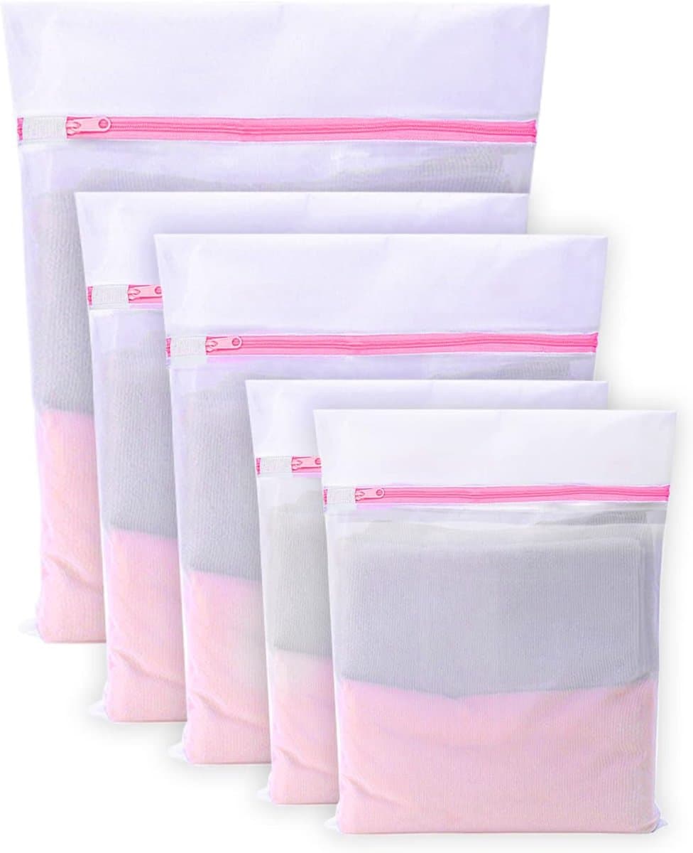 Thijox - Wasmachine wasnet-waszak voor beha, schoenen, ondergoed, babykleding, sokken, reizen, 5 stuks, met ritssluiting, duurzaam materiaal — afbeelding 1