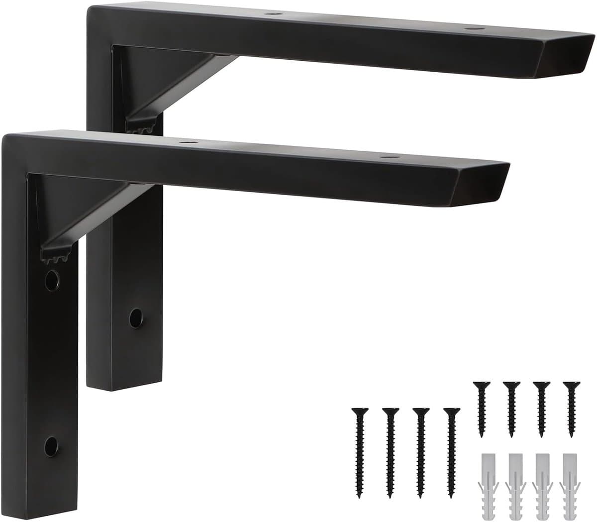 Zwarte Planksteunen 15,5cm - RVS L-vormige Beugels - Triangulaire Versteviging - Sterke Ondersteuning - m-winkel — afbeelding 1