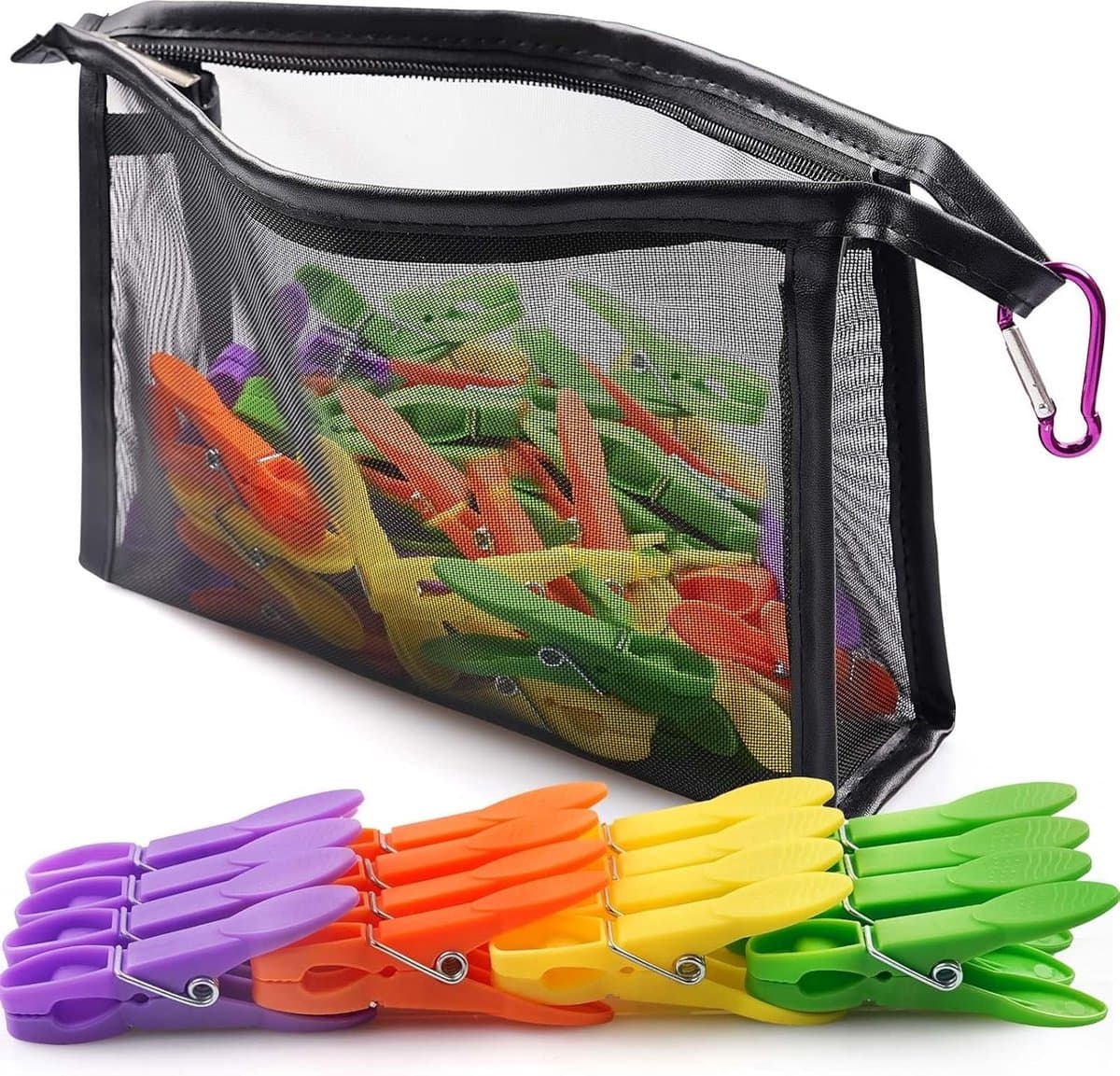 Kledingknijpers met Mand, Plastic Klammer met Tas voor Kledingknijpers, Ideaal voor Was, Foto's en Papieren — afbeelding 1