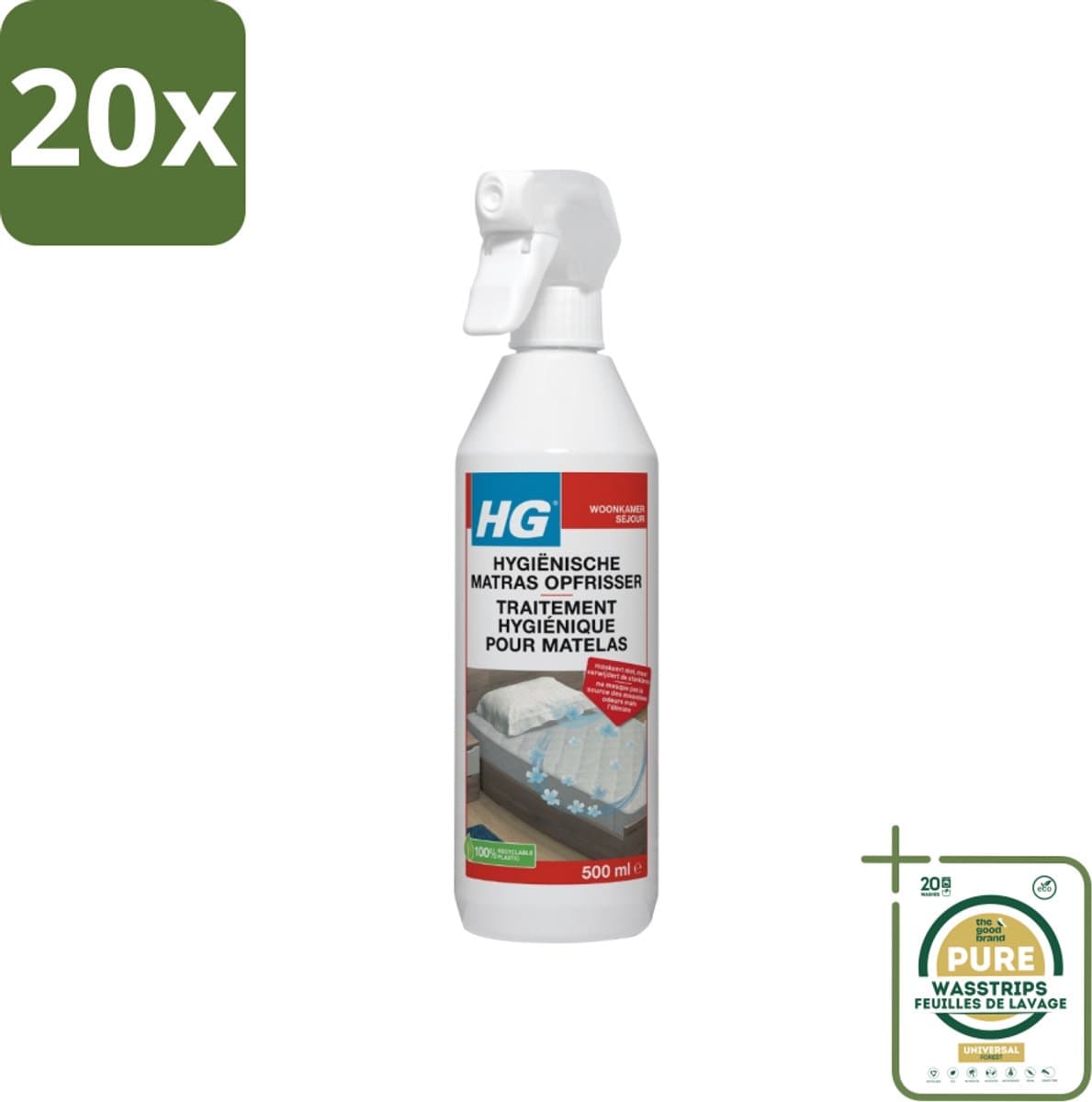 20 x HG Matrasopfrisser 500 ml - Grootverpakking - Matrasopfrisser - Hygiëne - Geur Verwijderen - Matras Reinigen - Enzymen — afbeelding 1