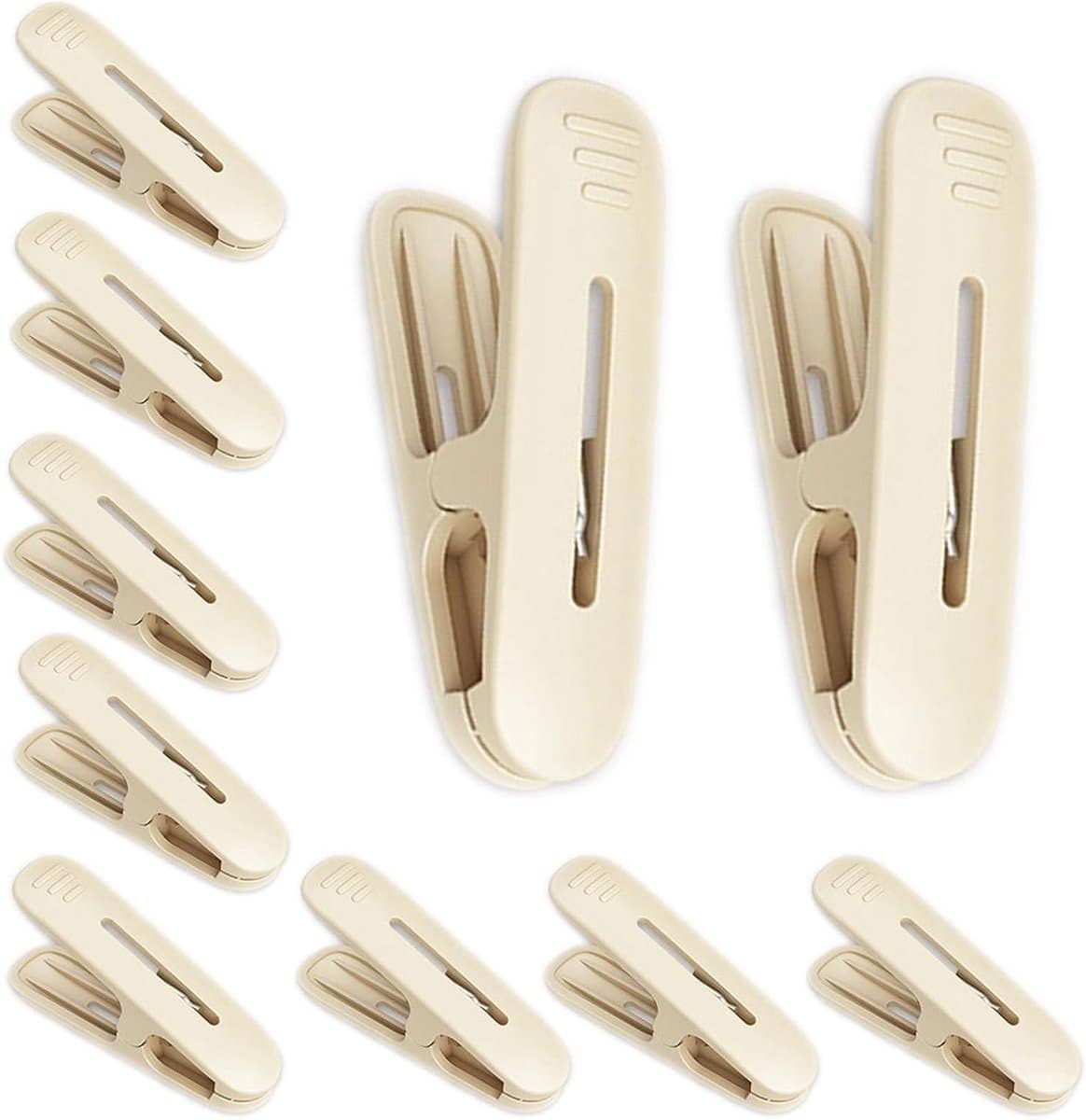 Wasknijpers - Kleding Clips - Kleding Drogen - Versterkte Grip - 10 stuks - Romig — afbeelding 1