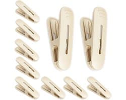 Wasknijpers - Kleding Clips - Kleding Drogen - Versterkte Grip - 10 stuks - Romig
