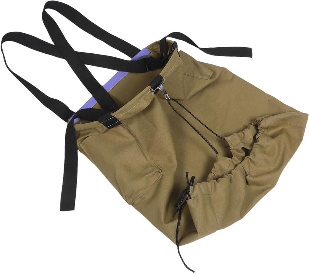 Canvas Fruitplukzak - Oogstschort Trekkoord - Fruit Oogsten - Met Stalen Ring - 625 x 47 cm - Khaki — afbeelding 1