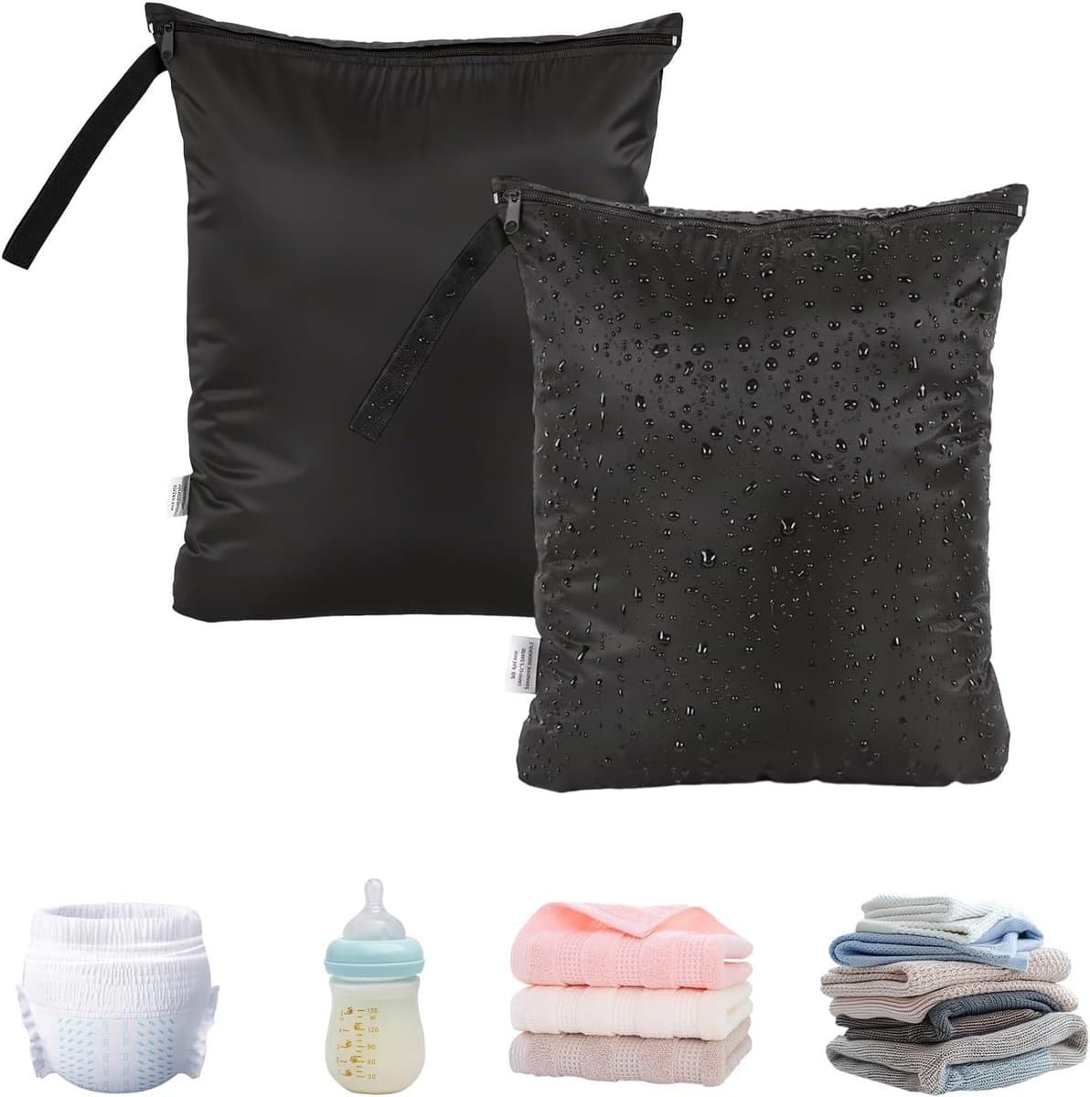 Waterdichte natte zakken 40 x 50 cm, vuile waszakken met ritssluiting en handvat, ideaal voor luiers, zwemmen en reizen met kinderen — afbeelding 1