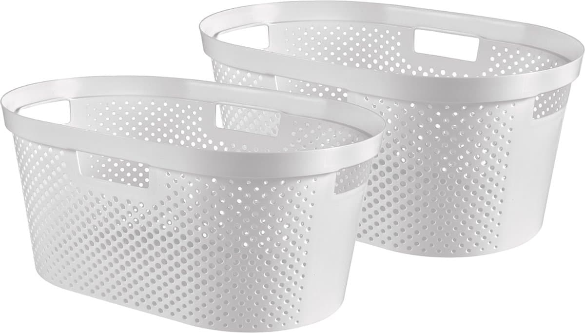 Curver Infinity Recycled Dots Wasmand - 40L - 2 stuks - Wit — afbeelding 1