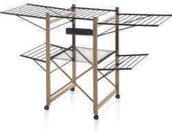 Meisterhome® Zwart - Groot Droogrek - Droogtoren - op wieltjes - inklapbaar – 30 meter droog lengte – Extra stevig en licht - Wasrek – Tot 25 kg wasgoed — afbeelding 1