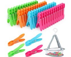 Set Wasknijpers met Mand - 49 Stuks Robuuste Kledinghangers voor Binnen en Buiten