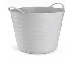 Wasmand / Opbergemmer 25L Lichtgrijs – Kunststof Emmer met Handgrepen – Multifunctionele Opbergbak voor Was, Speelgoed & Huishouden – Ø38 x 34 cm