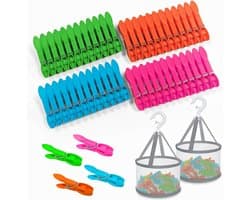 Set van 48 Sterke Wasknijpers met Handige Opbergmandjes en -tasjes