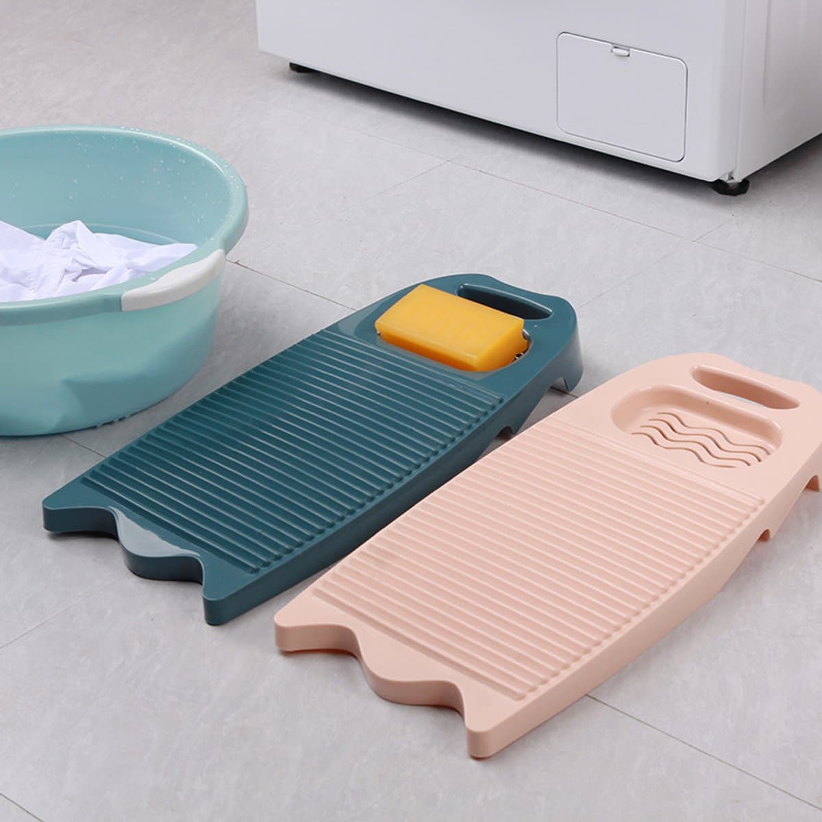 2 stuks Washer Board for Hand Washing, Plastic Washing Board with Soap Holder and Hanging Hole, Non-Slip Rectangular Laundry Board for Laundry Home School Dormitory Hand Wash,45*20*5cm — afbeelding 1