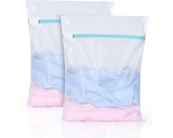 Waszakken - 2 Stuks - Tas Wasnetten - Polyester - Met Rits - Wasnetten - Waszakken voor Wasgoed - Kledingzak voor wasmachine-opslag - Bescherm je Wasgoed en Wasmachine - 60x60 cm - Wit