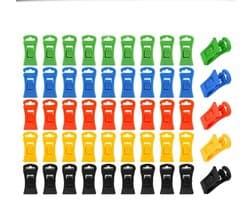 Sokkenclips - 50 stuks - Droogrek tegen verlies - Sokkenhouders - Plastic - Antislip wasknijpers - Sokkenclips voor wasmachine en droger - Kleurrijke sokkendroogclips - Waslijnknijpers - 3×1.3cm - 5 kleuren