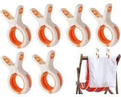 Strandhanddoekclips - 6 stuks - Grote Wasknijper - Quiltclips - Wasknijpers - Grote Knijpers - Handdoekknijpers - Strandlaken Knijpers - Handdoek Klemmen - Strandlakenclip voor strandstoel - Winddicht - Voor badhanddoek, beddengoed en kleding - Wit — afbeelding 1