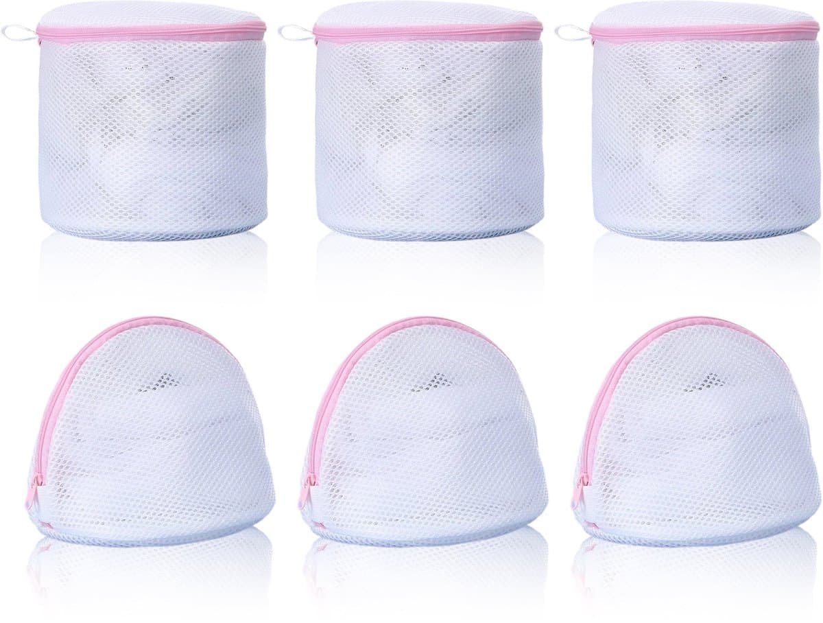 BH Waszakken - Mesh Delicates Zakken - Ondergoedbeschermer met Rits - Voor Wasmachine & Reizen - Voor Vrouwen & Studenten - Wit - 30x25 cm - 6 Stuks — afbeelding 1