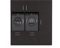 Wasophoogte® Wasmachine Kast Kyoto - Wasmachine verhoger - Wasmachine ombouw - 700(D)*1930(B)*2110(H) mm - Zwart