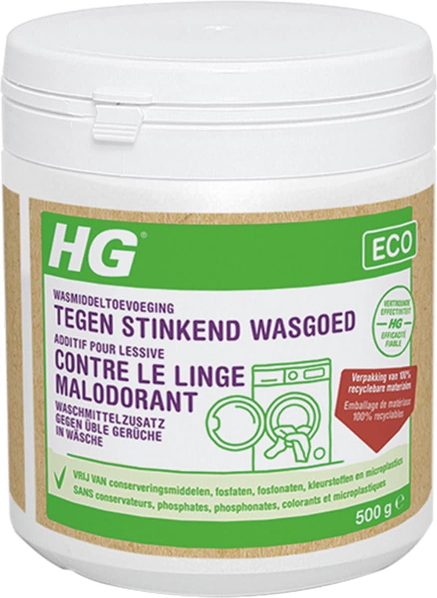 HG eco wasmiddeltoevoeging tegen stinkend wasgoed 500gr — afbeelding 1