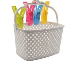 Discountershop® Wasknijpermandje Wit 22 x 12,9 x 15 cm