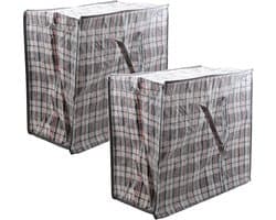 Mega/jumbo/XXL waszak/wasgoedtas grijs geruit 55 x 30 cm van kunststof - Wasgoed tassen/zakken
