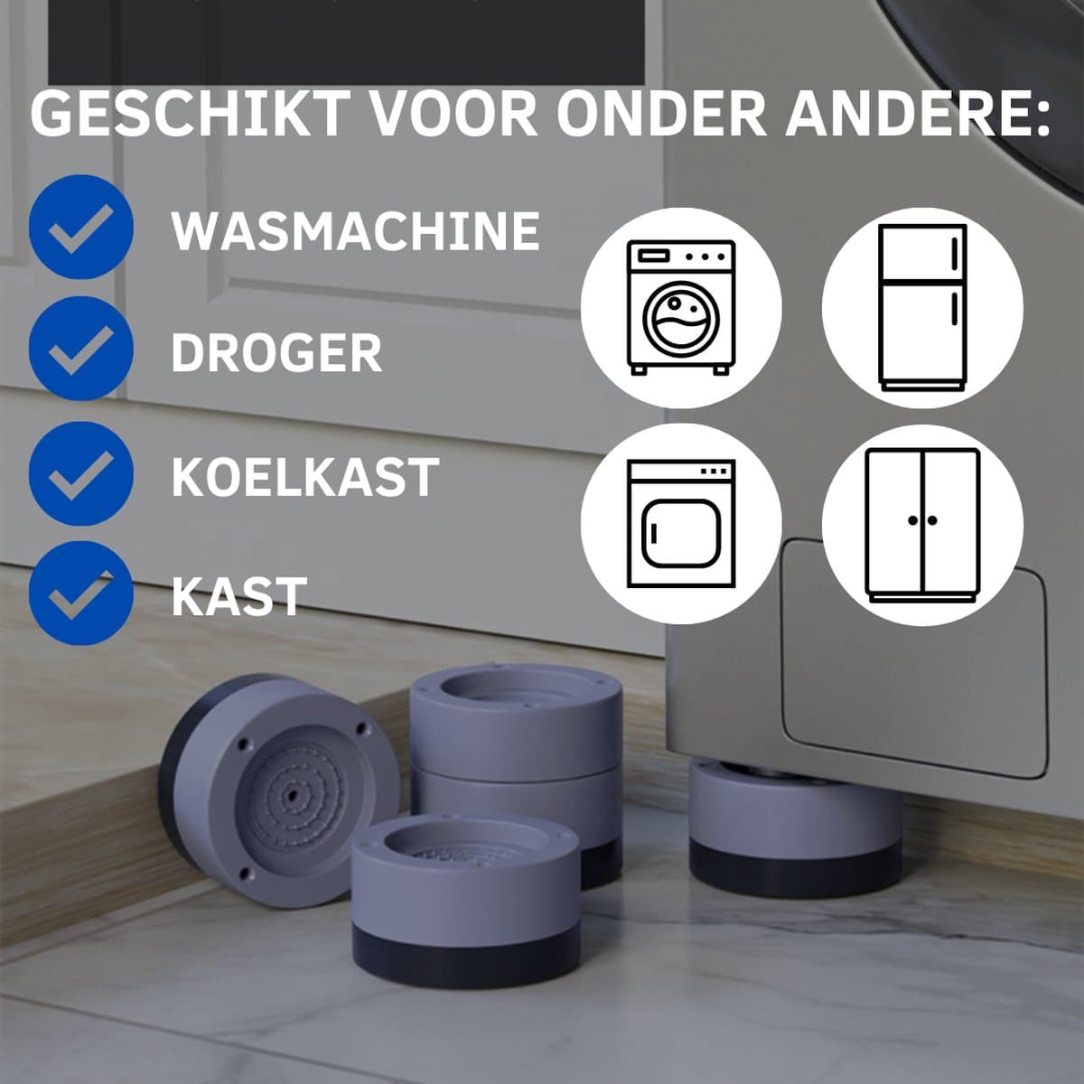 Schokdempers wasmachine - Vermindert geluidsoverlast - Eenvoudig te installeren — afbeelding 1