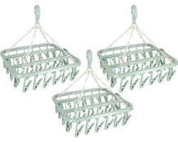 Benson Droogcarrousel - 3x - groen - kunststof - 32 clips/knijpers - 30 x 40 cm - droogmolen