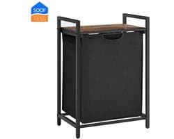 Wassorteerder - 65L - Metaal - vintage Bruin en Zwart -Wasmanden - Wassorteerder met Plank - 50 x 33 x 72 cm — afbeelding 1