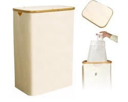 CALIYO Wasmand - Wassorteerder - Wasmand met Deksel - 69×43.5×32.5cm Nis Wasbox - Opvouwbare Mand Vuile Was - 100L - Beige