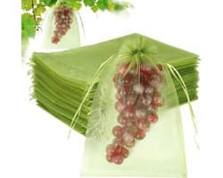Fruitzakjes van netstof - Beschermzakken voor fruit - Bescherming van oogst - Geoptimaliseerde luchtcirculatie - 15 x 20 cm - Fruitgroen