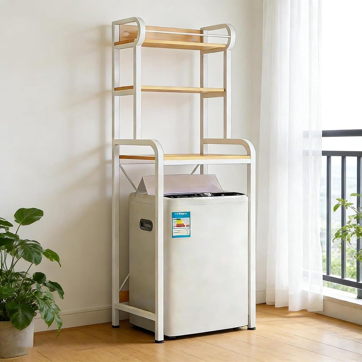 Multifunctioneel Wasrek - Opbergrek Badkamer - Ruimte Besparen - Verstelbaar Boven Machine - Twee Niveaus - Zwart — afbeelding 1